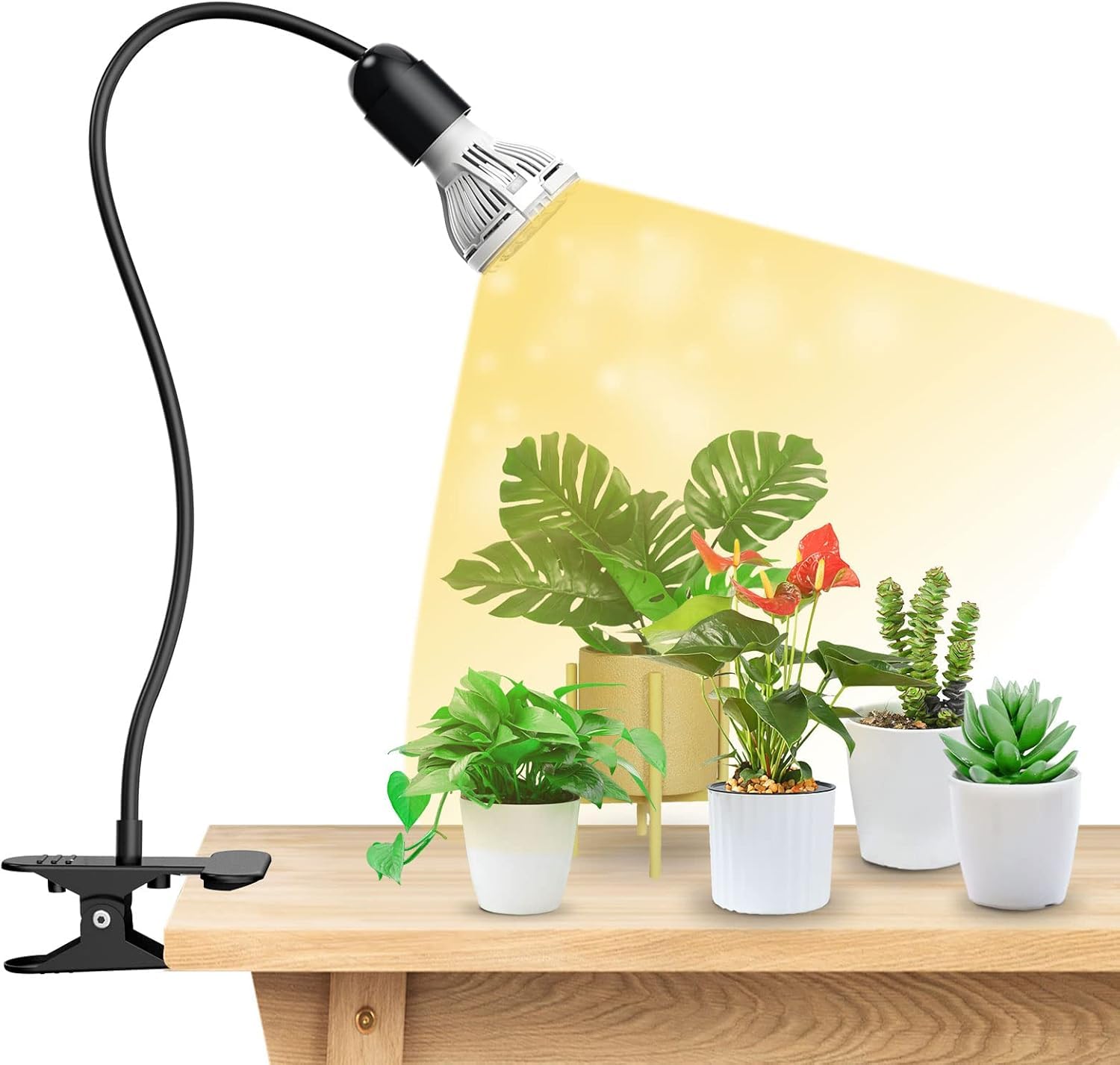 SANSI LED grow light clipped for full spectrum coverage on indoor plants.