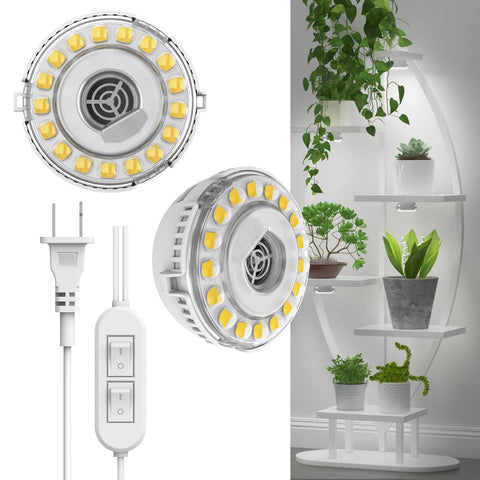 SANSI dual-head LED puck grow light—compact front view for boosting indoor plant growth.