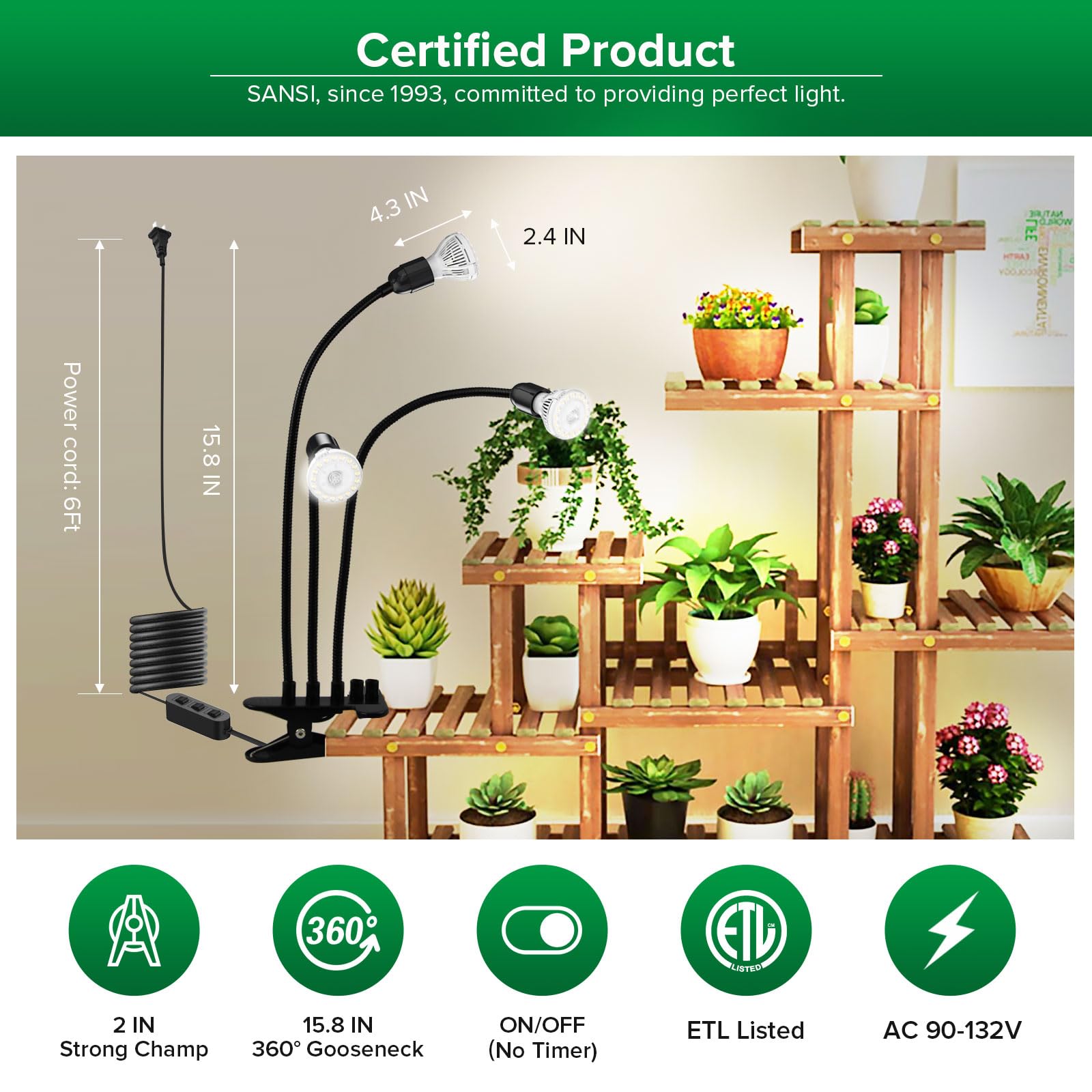 SANSI patented ceramic technology enhances heat dissipation for higher efficiency