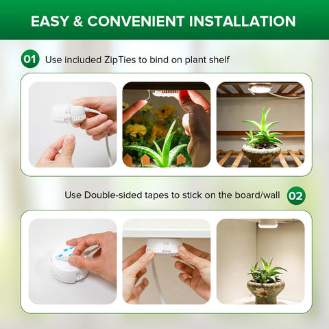 SANSI Puck Grow Light compact hanging setup saves shelf space