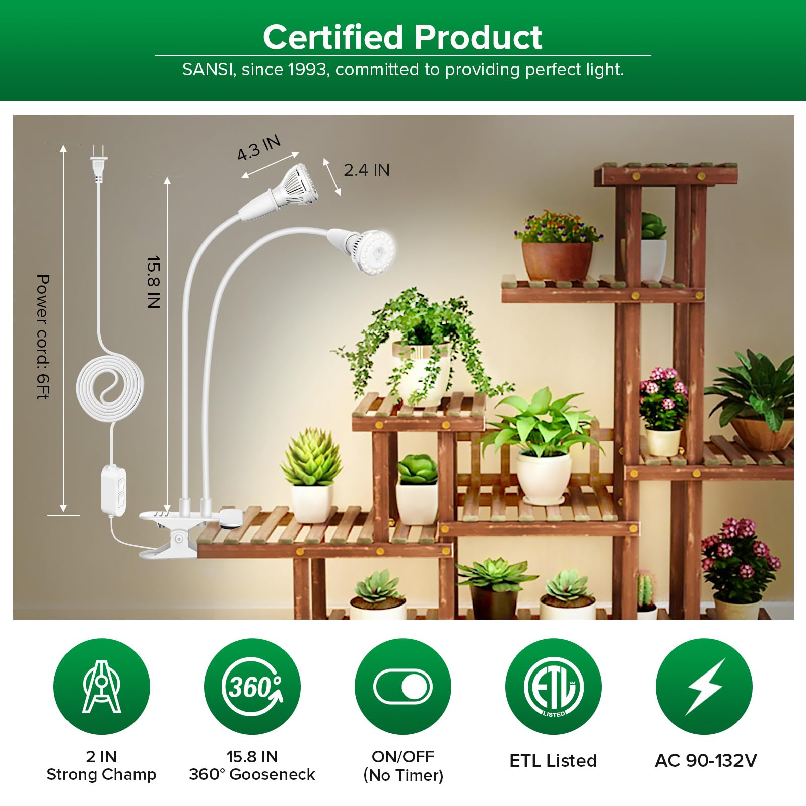 SANSI replaceable bulbs allow easy maintenance without replacing the entire unit.