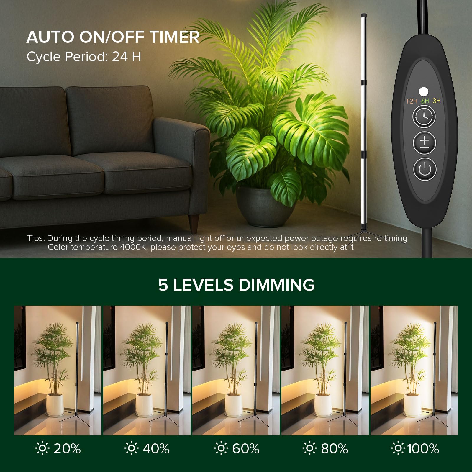 SANSI T10 timer options 3/6/12h simplify daily lighting routines.