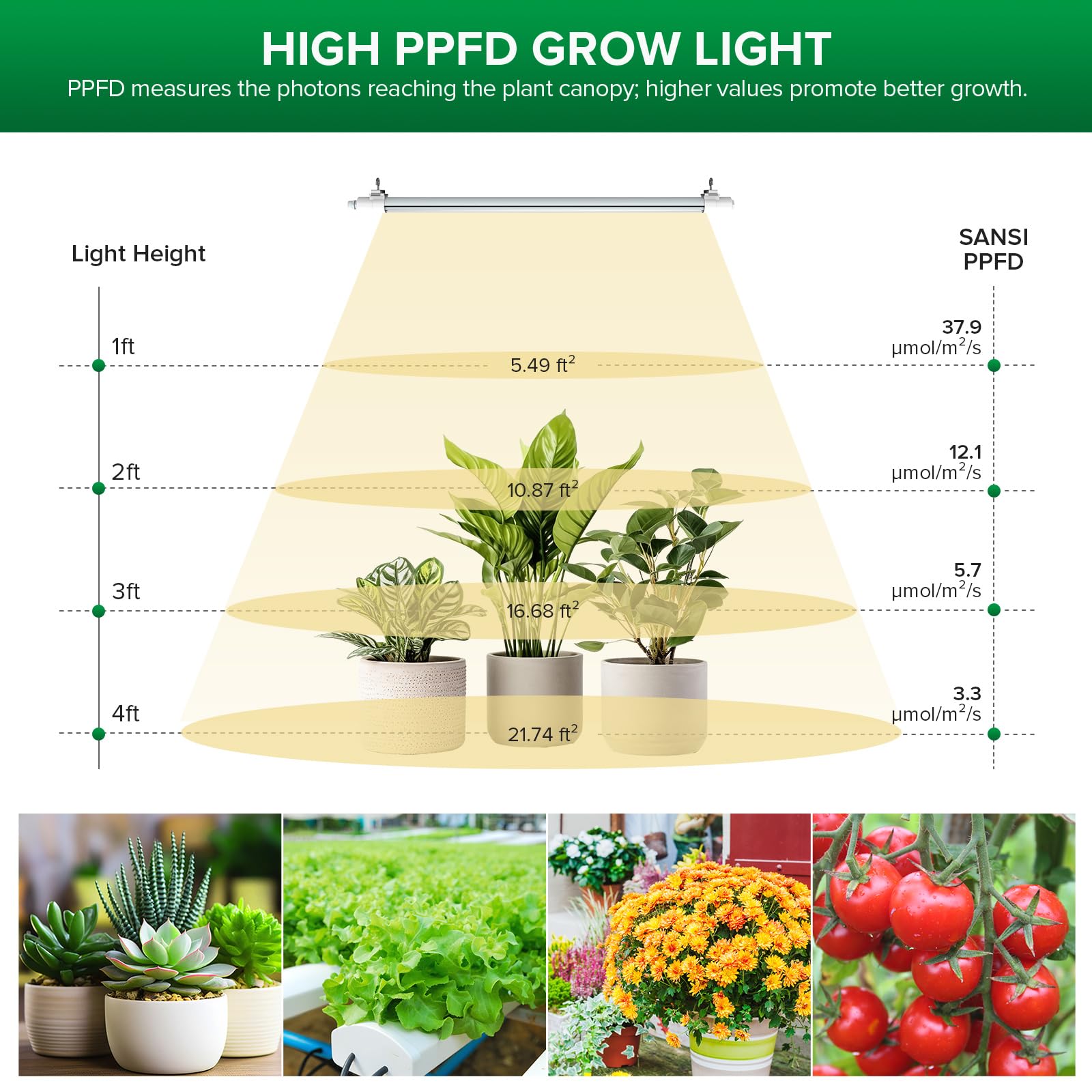 SANSI T8 grow light strip timer function supports flexible auto on/off.
