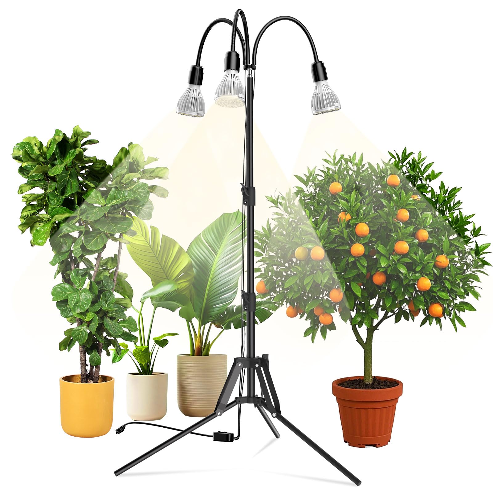 SANSI upgraded 90W grow light on adjustable tripod stand for versatile indoor gardening