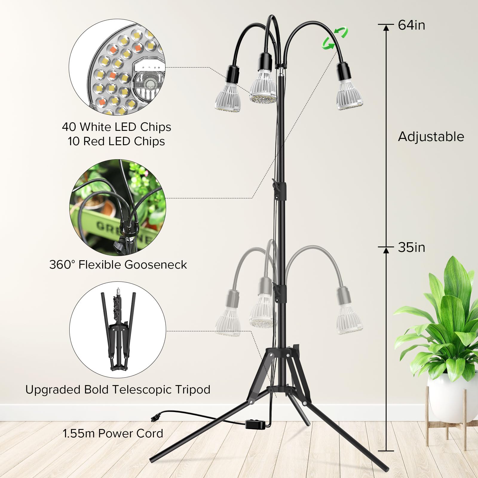 SANSI upgraded 90W grow light replaceable bulbs for easy maintenance