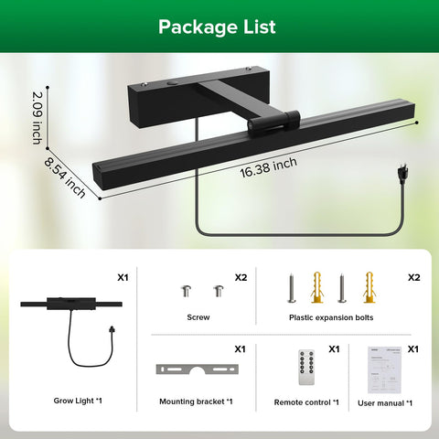 Wall mount kit included with SANSI grow light for easy setup.