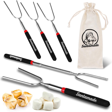 SANTAMADE 32 inch extended roasting sticks for safer campfire cooking