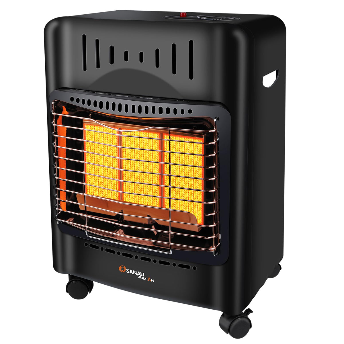 SANAUVULCAN 18,000-BTU heater front view showing robust garage warmth and power