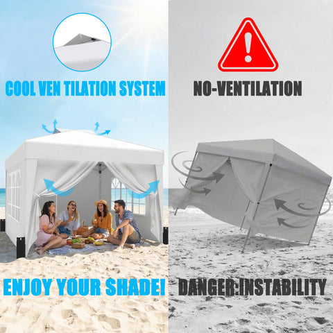 SANWAY canopy sidewalls with mesh for adjustable airflow.