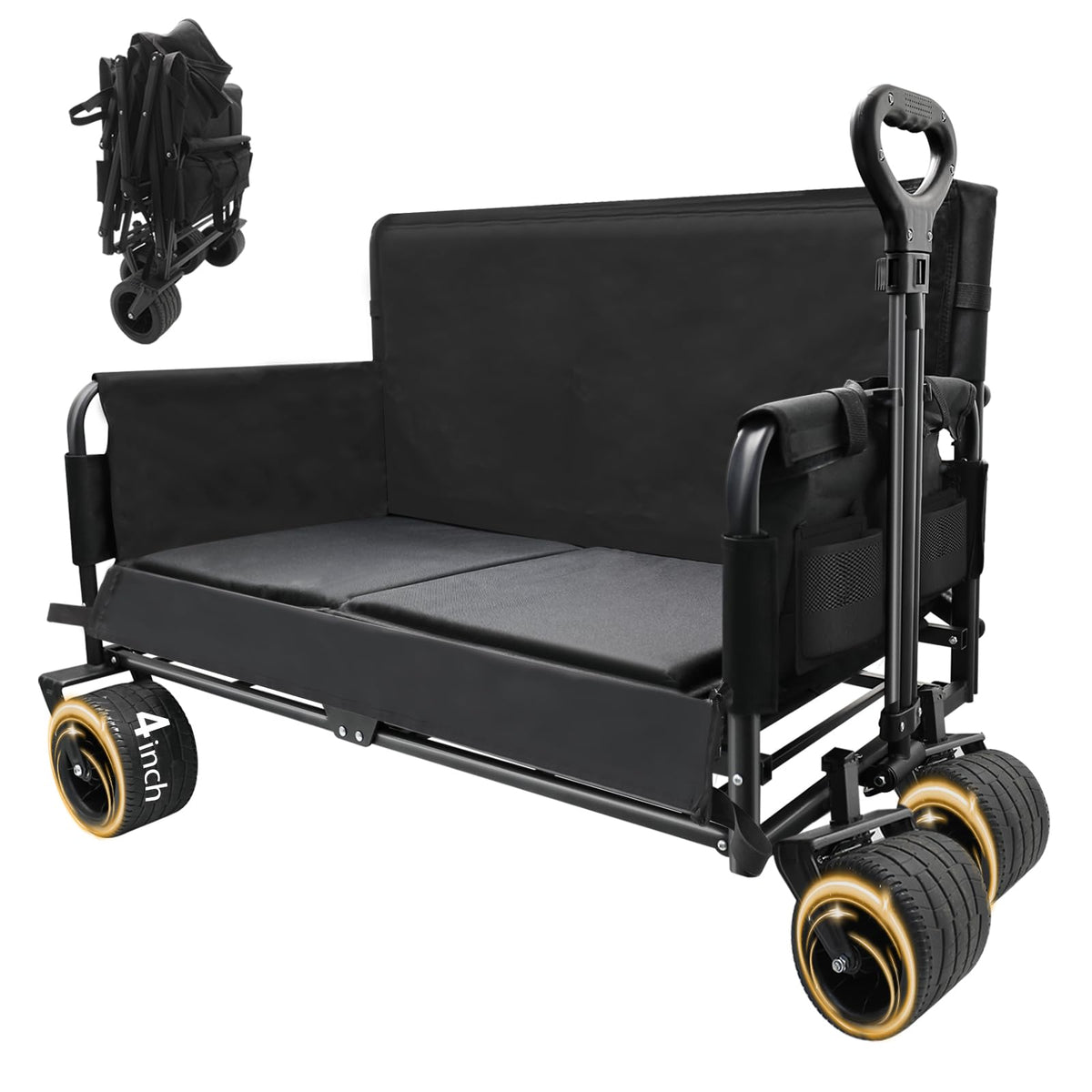 SANYCASA collapsible wagon cart showing 240L capacity for gear transport