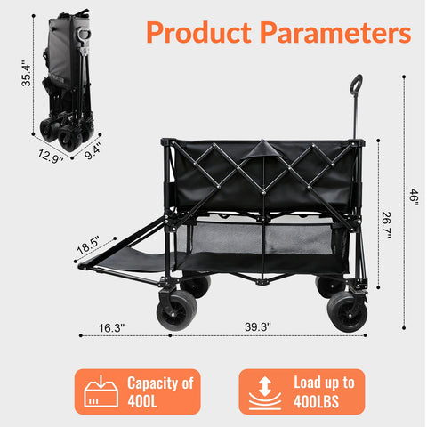 SANYCASA foldable wagon compact folded for easy car trunk storage.