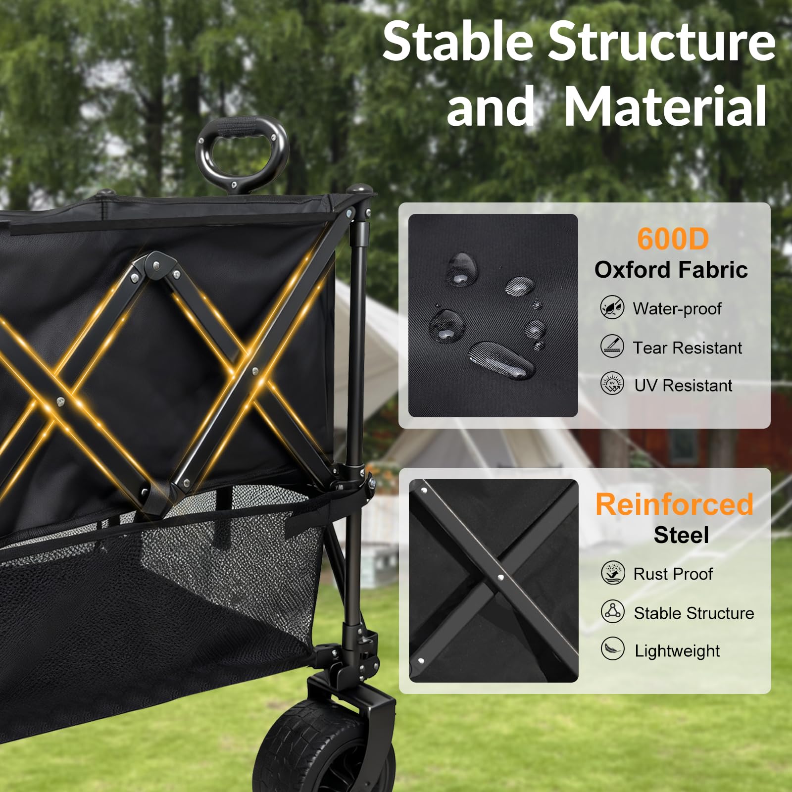 SANYCASA two-tier wagon keeps gear organized during trips.