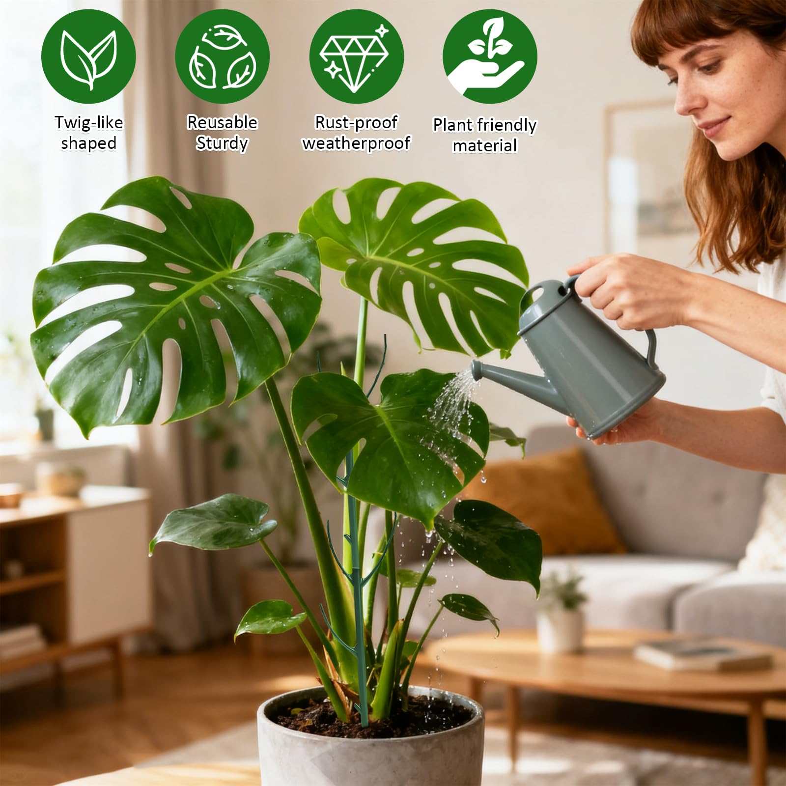 sanzkjic weather resistant green stakes blend with foliage for natural-looking support