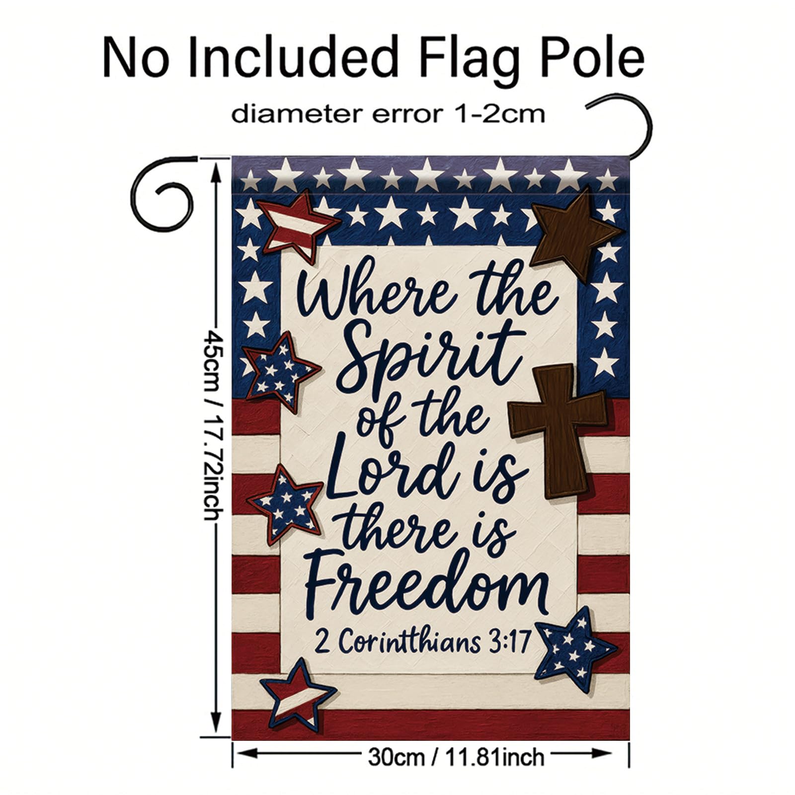 Saoplasa garden flag verse displayed at entry invites reflection.