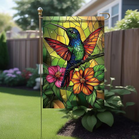 Saoplasa Starlit hummingbird flag side view adds color to porches and patios.