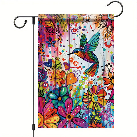 Saoplasa Starlit patio flag 12x18 with hummingbird welcome on both sides
