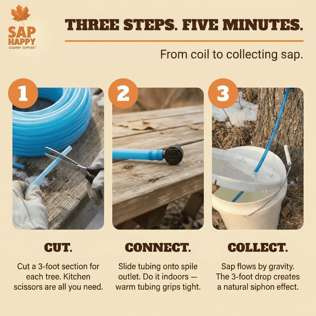 SAP HAPPY SUGARIN SUPPLIES 5-16 inch ID tubing fits standard fittings without adapters.
