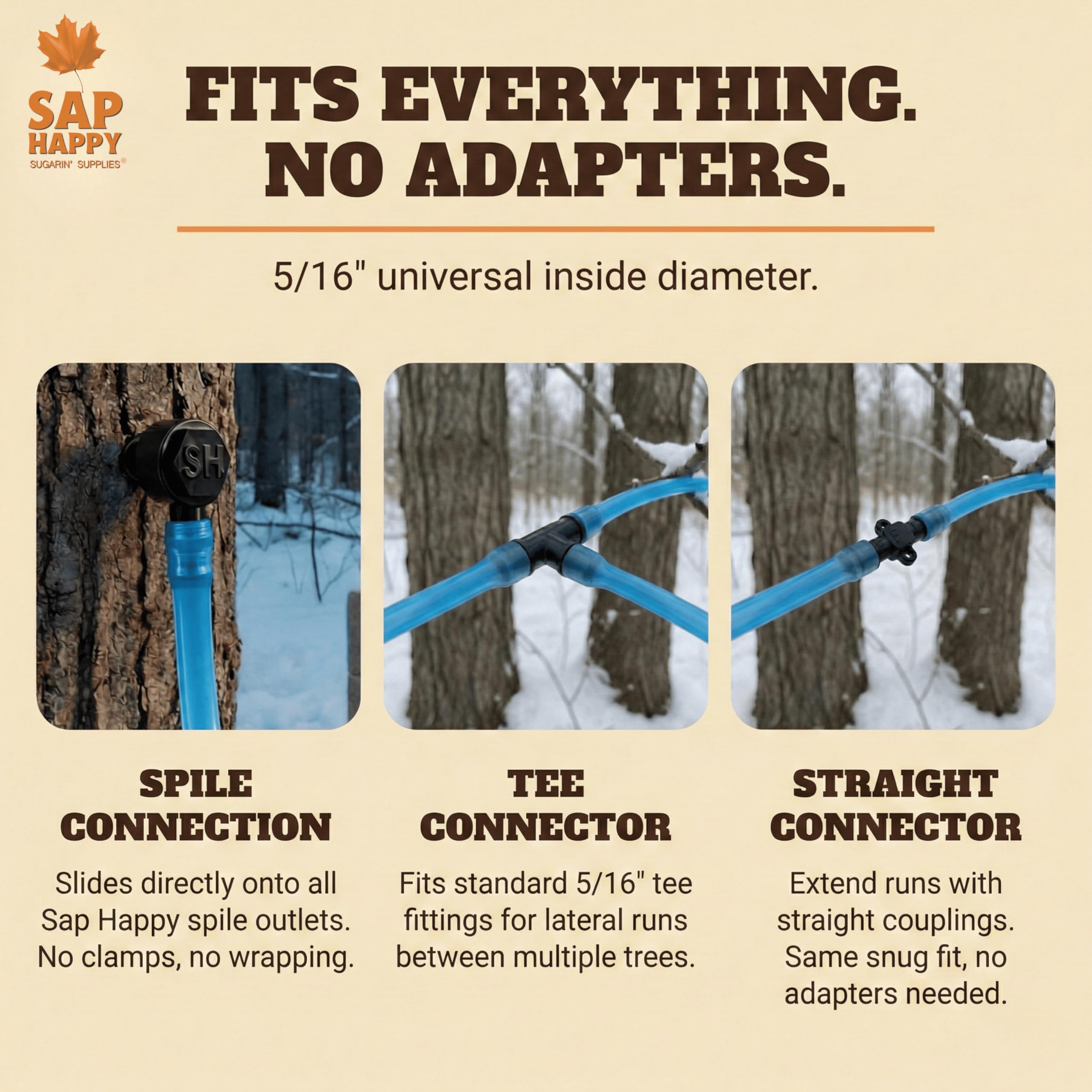 SAP HAPPY SUGARIN SUPPLIES drop lines and laterals for scalable maple sap collection.
