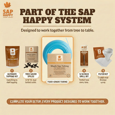 Fifteen-year guarantee highlights Sap Happy Sugarin Supplies durable maple sap line