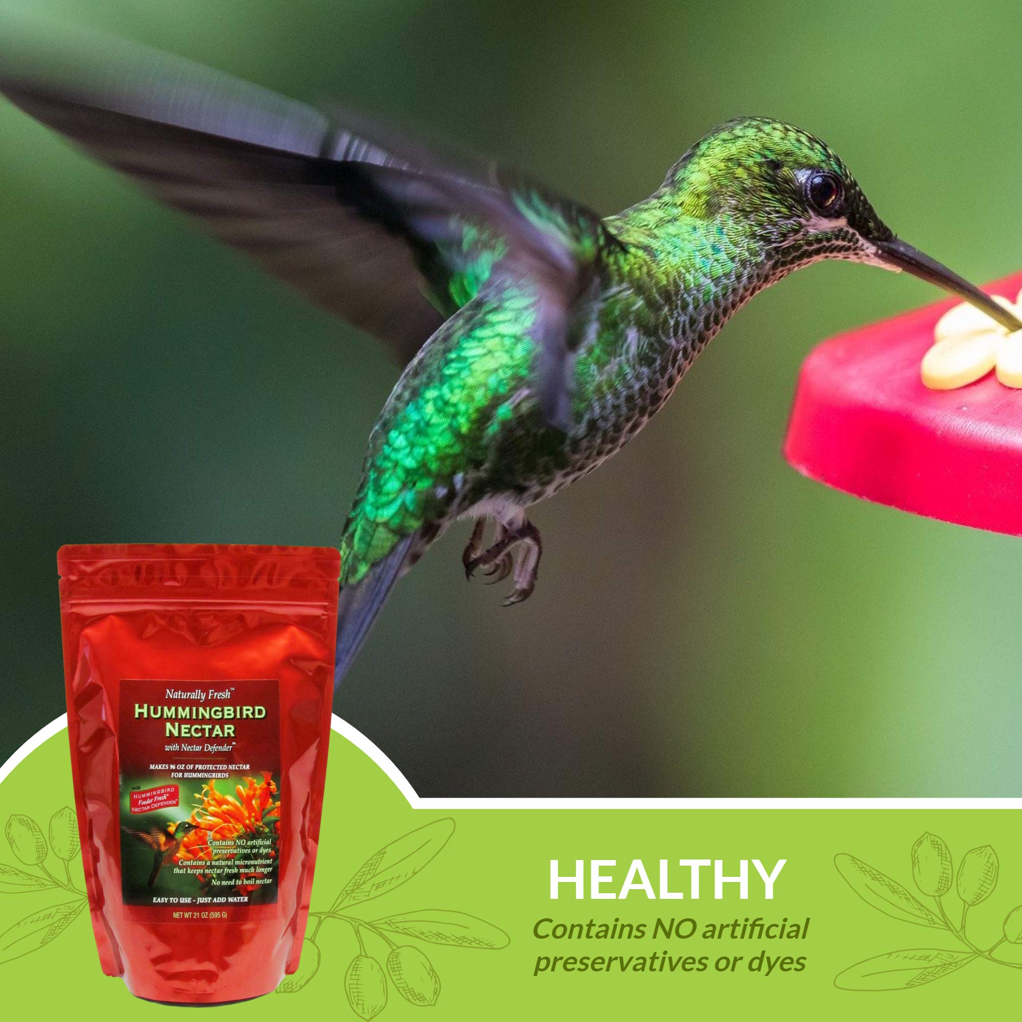 Sapphire Labs nectar near a hummingbird feeder, ready for reliable feeding.