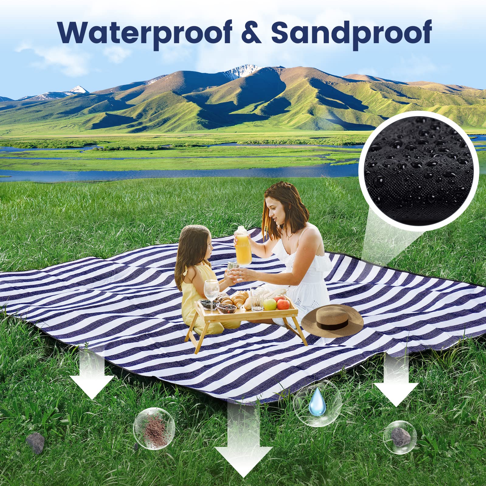 Sapsisel waterproof bottom layer protects from damp grass and wet sand