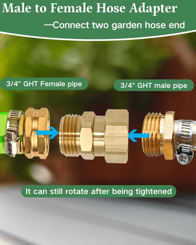 Saranice 3/4 GHT female to male adapter offers secure, standard threading.