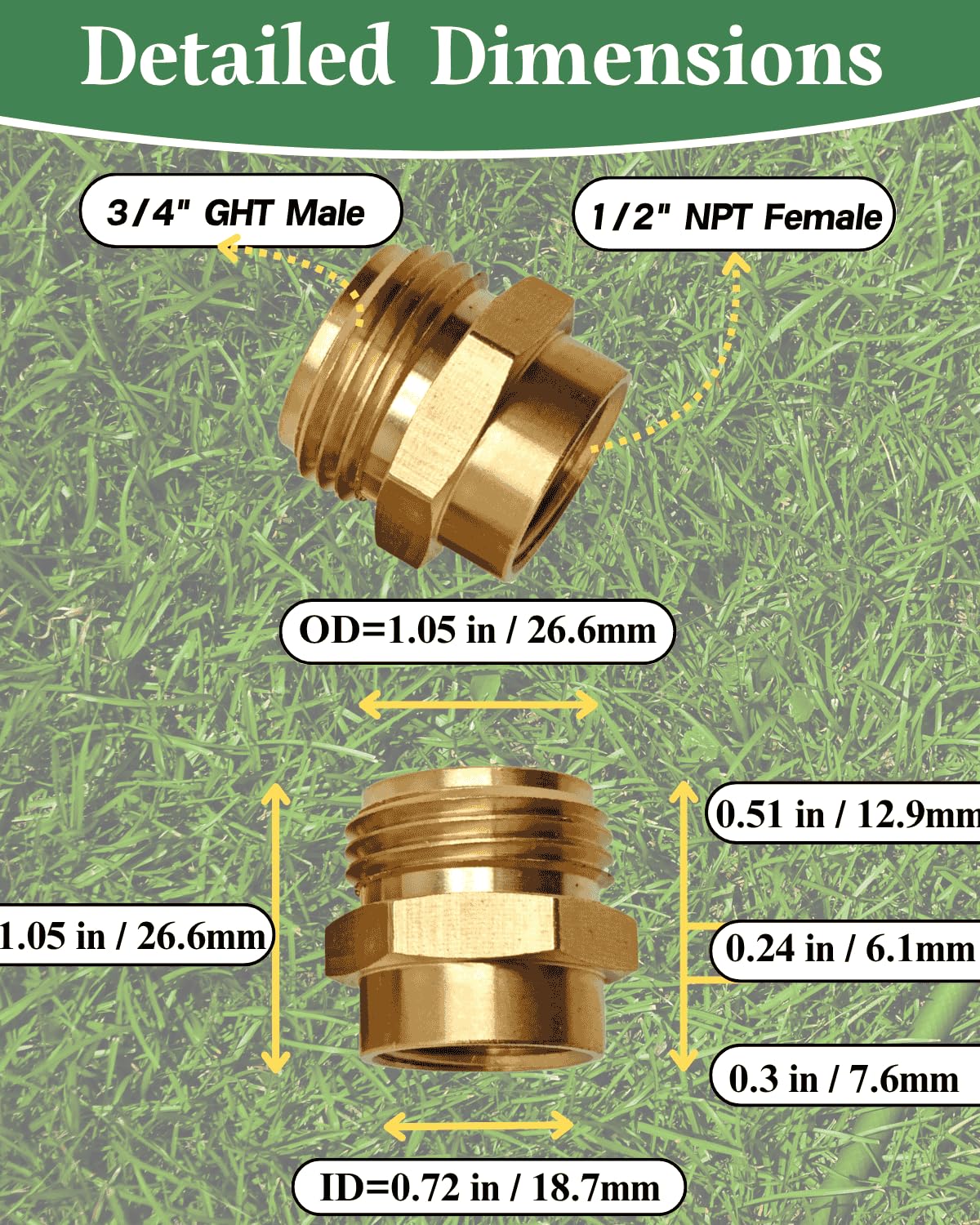 Saranice brass adapter no-leak design shown in a close shot