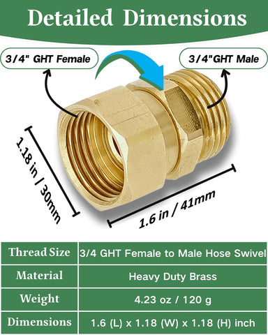 Saranice easy-use brass connector ensures smooth attachment to hoses and faucets.