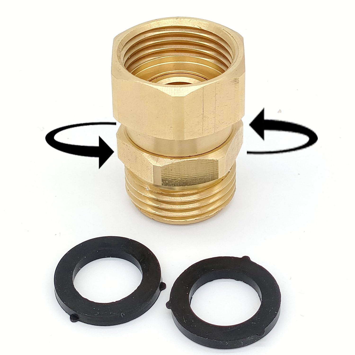 Saranice garden hose swivel adapter enables 360-degree rotation for tangle-free watering.