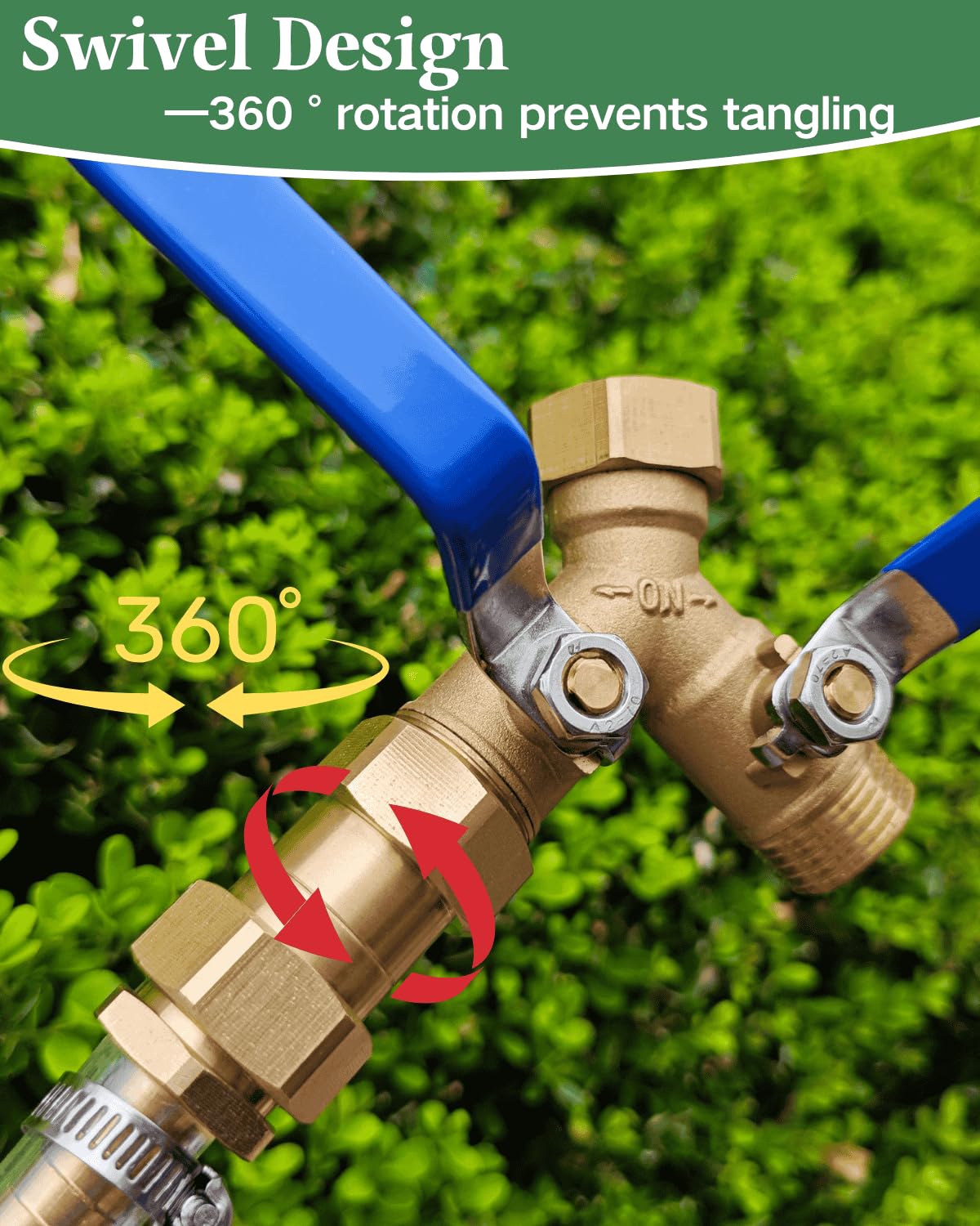 SARANICE heavy-duty brass hose connector resists corrosion for outdoor use.