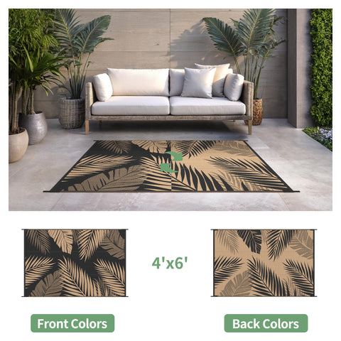 Sarben outdoor rug double-sided palm leaf pattern for versatile decor