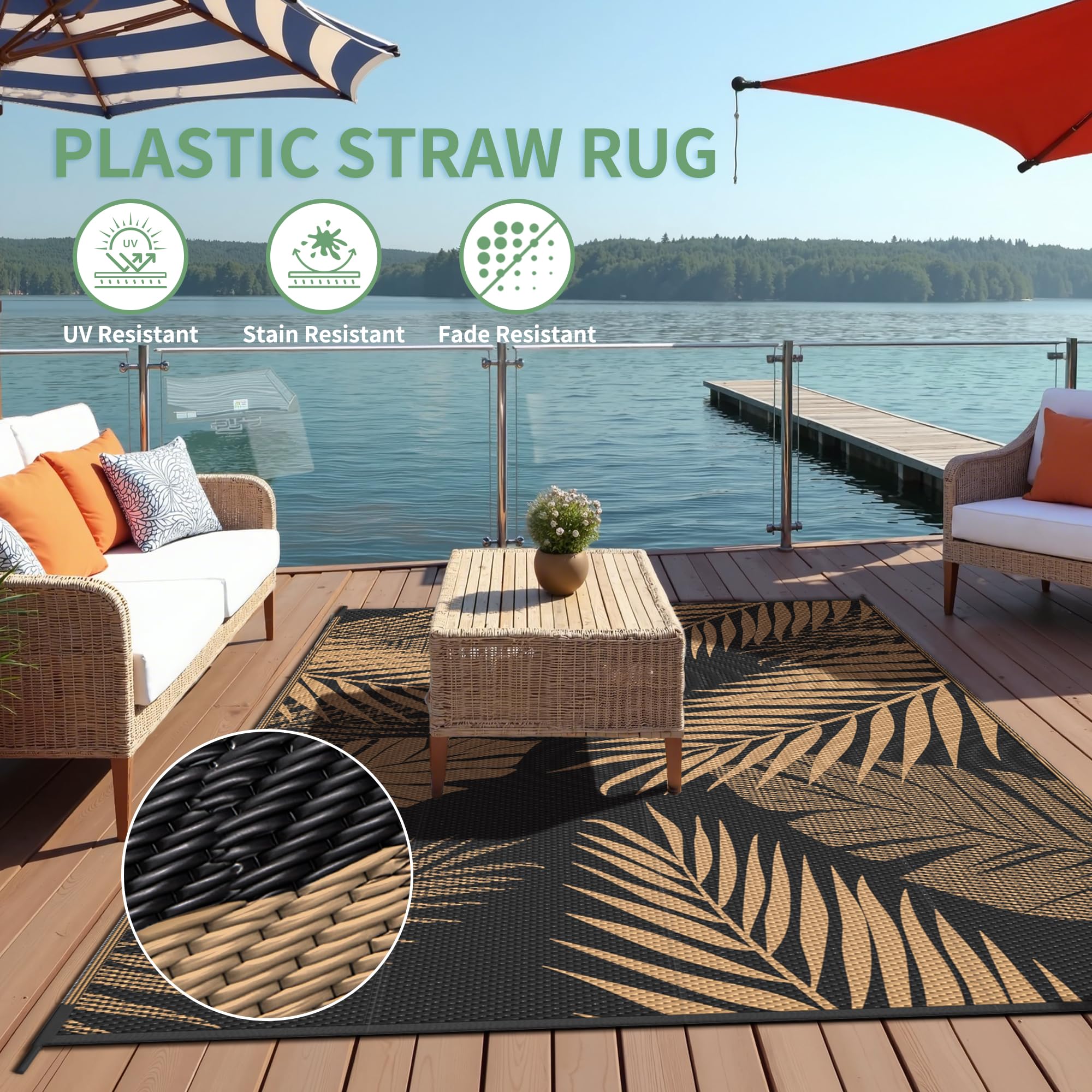 Sarben outdoor rug made of durable polypropylene material