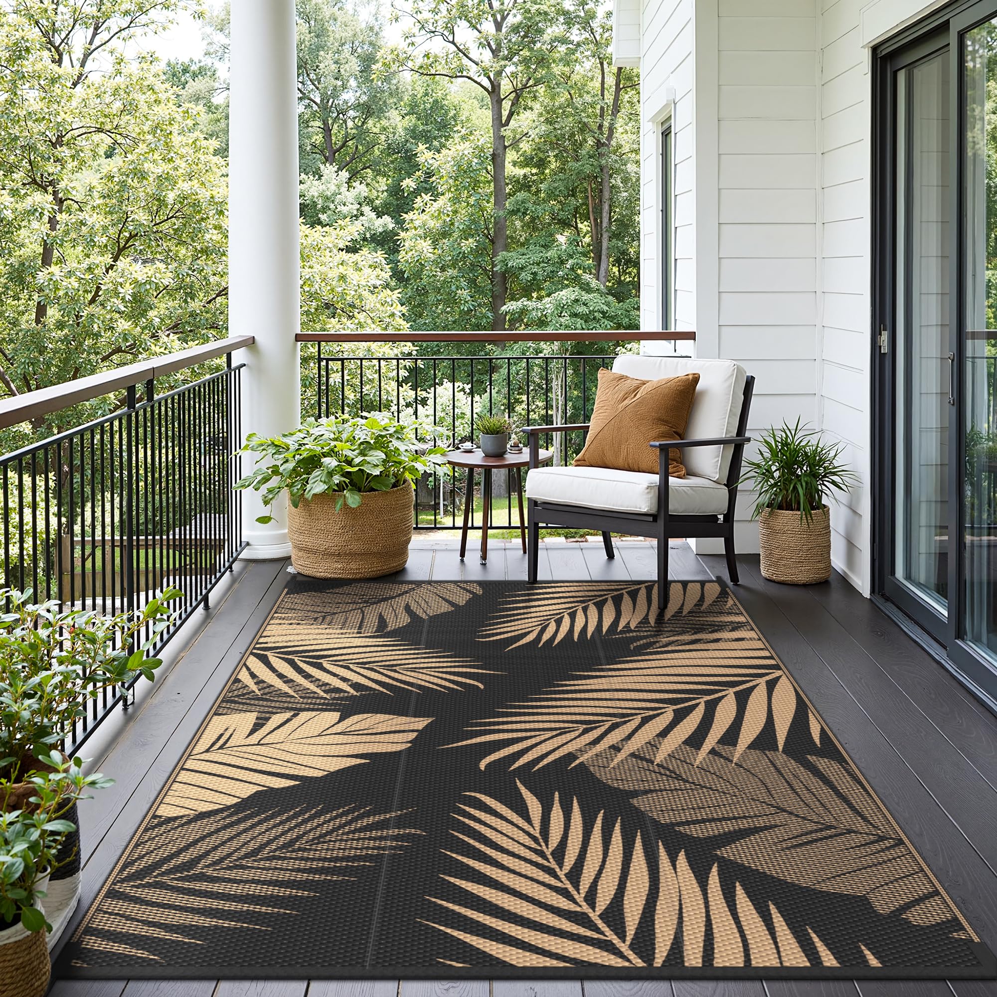 Sarben outdoor rug stored neatly with carry bag included