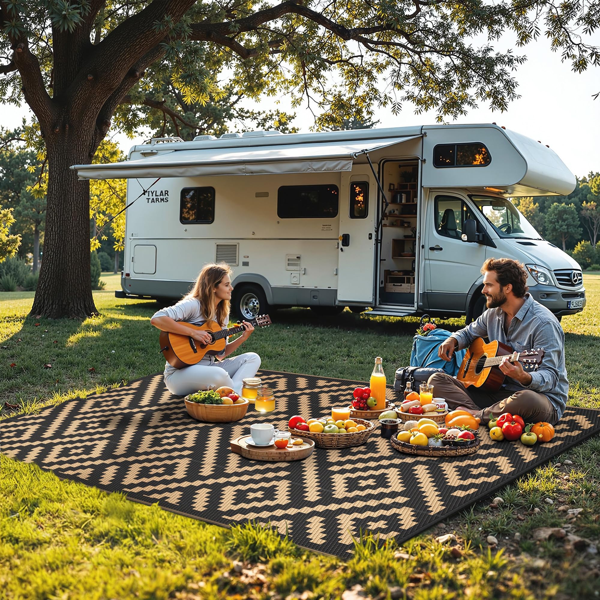 Sarben rug with UV coating protects color from sun exposure.