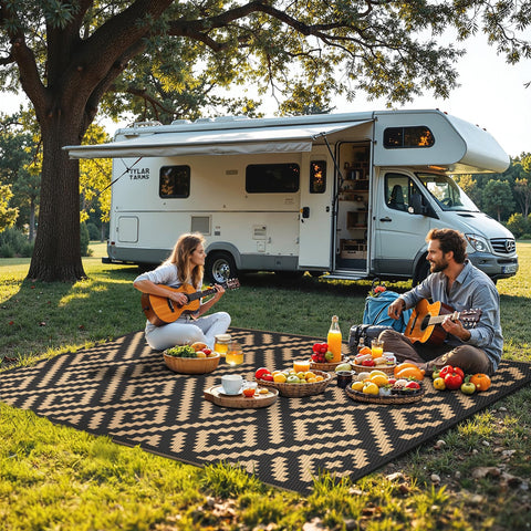 Sarben rug with UV coating protects color from sun exposure.