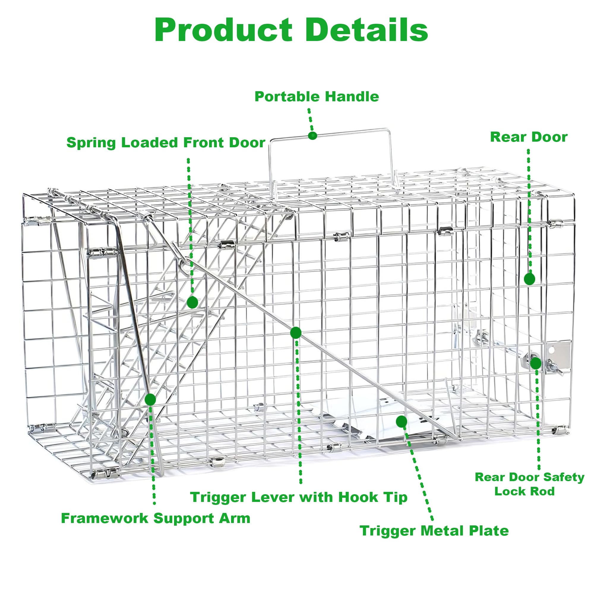 SARSTRY Live Squirrel Trap collapsed, space-saving storage for car trunk.