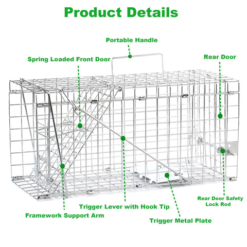 SARSTRY Live Squirrel Trap collapsed, space-saving storage for car trunk.