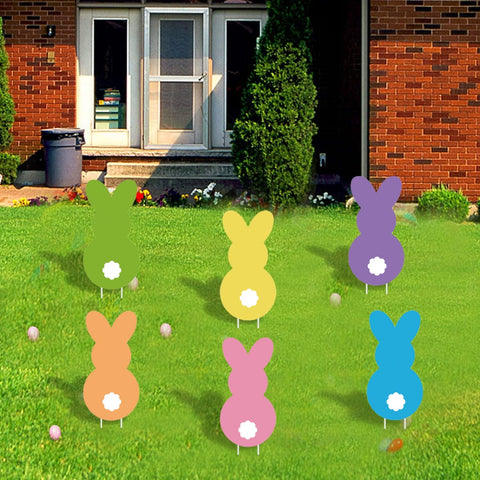 Sarybei Easter yard bunny stake, side view brightens paths and gardens.
