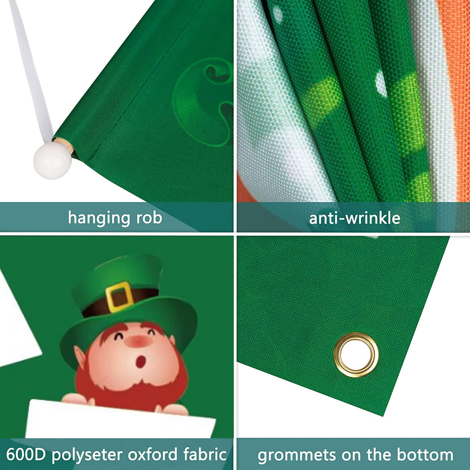 Sarybei two-banner set for St. Patrick's Day porch decor enhances entryway charm