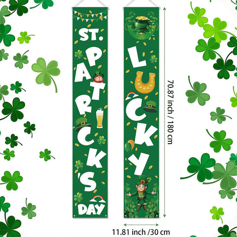 Sarybei green shamrock banner for front door adds festive charm