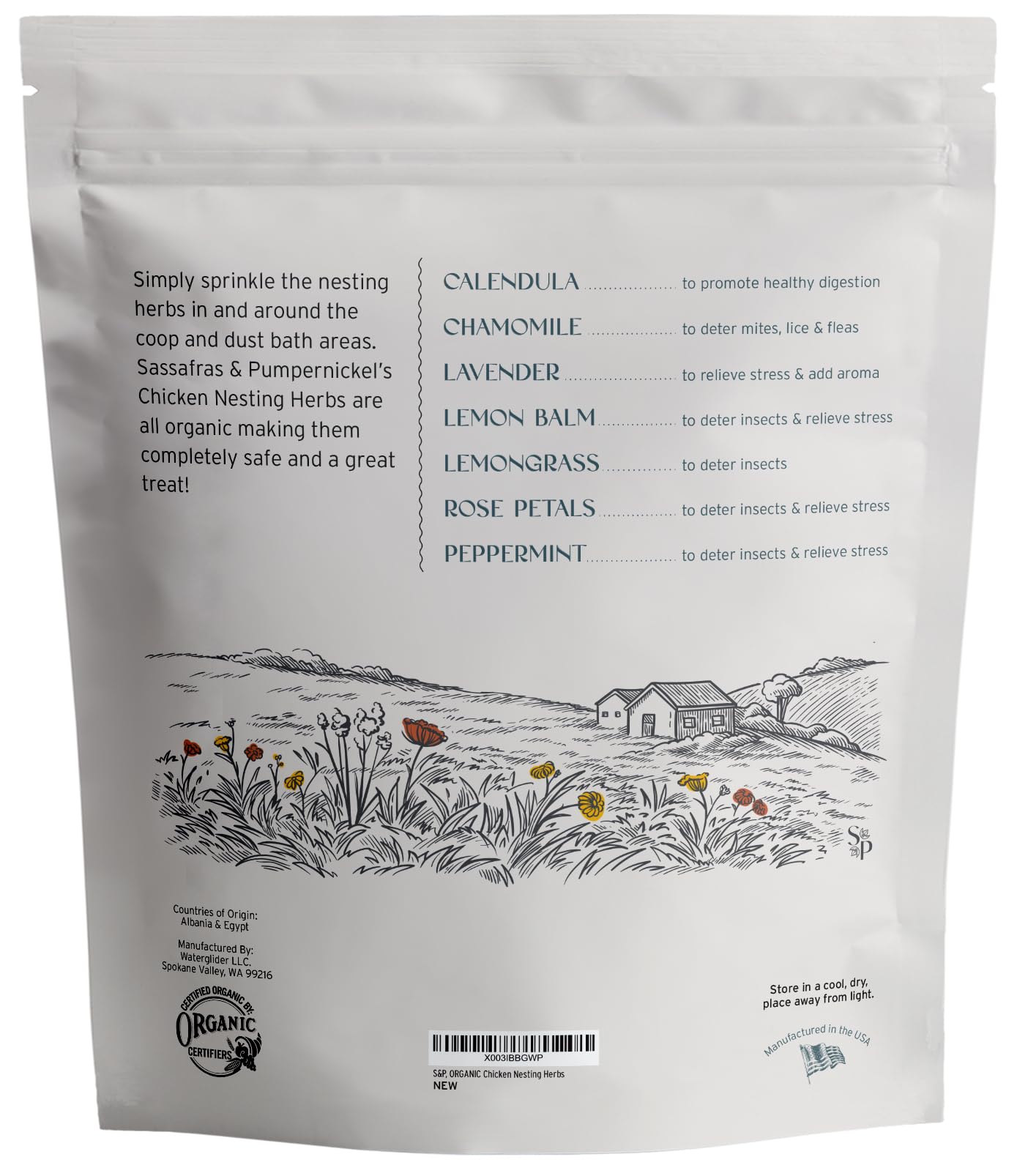 Sassafras & Pumpernickel peppermint helps keep nesting areas smelling clean.