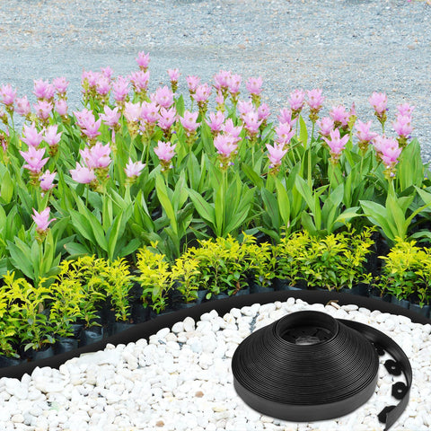 Sasylvia black plastic border blends with any garden style.