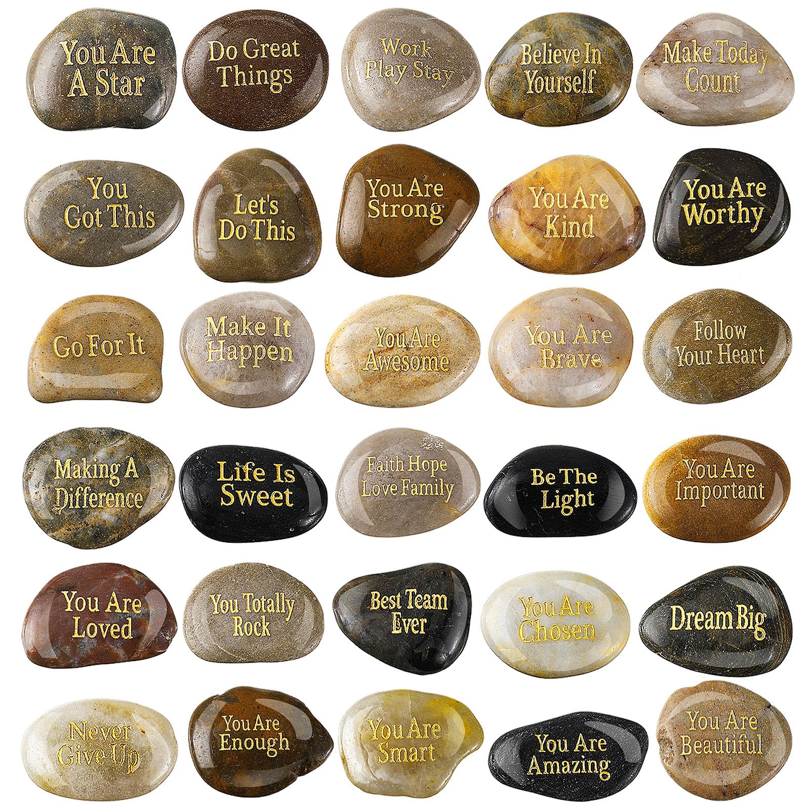 Sasyl Sylvia inspirational stones bulk for garden decor and daily motivation.