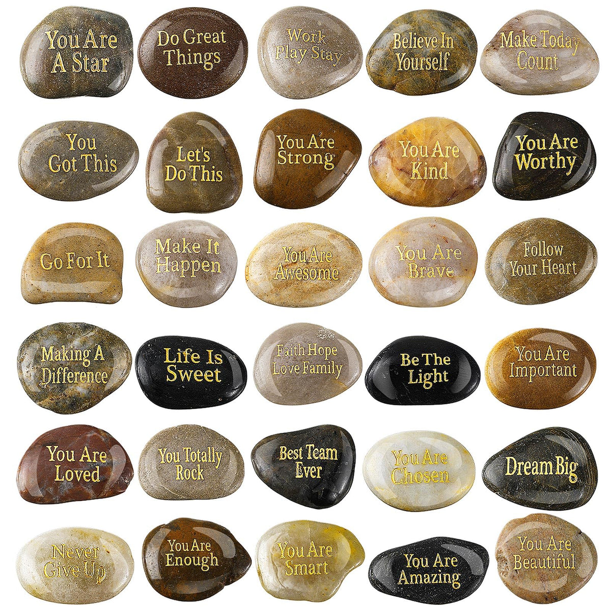 Sasyl Sylvia inspirational stones bulk for garden decor and daily motivation.