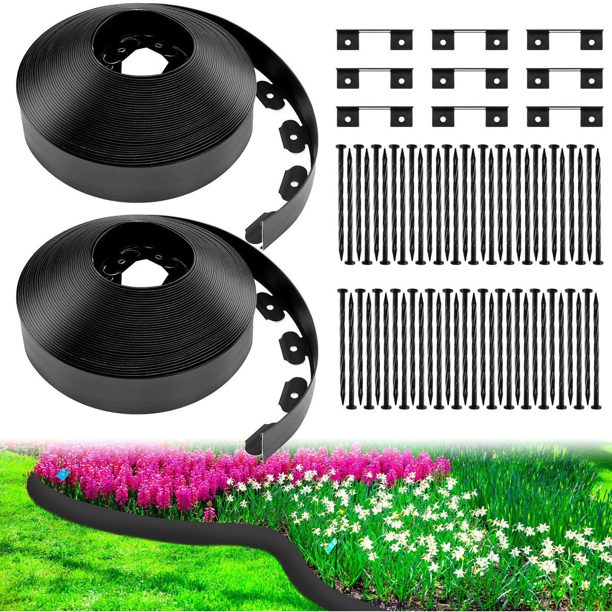 Sasylvia landscape edging 200ft black coil defines neat garden borders