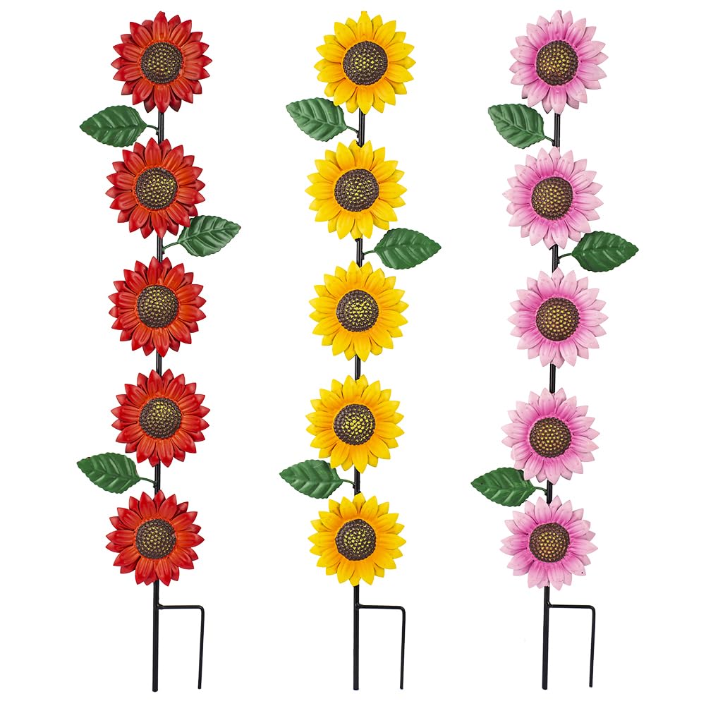 SATHGA sunflower garden stake front view adds year‑round color to outdoor spaces