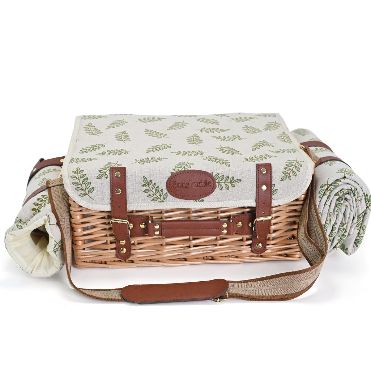 SatisInside Leaf basket features a durable leatherette handle for easy carry.