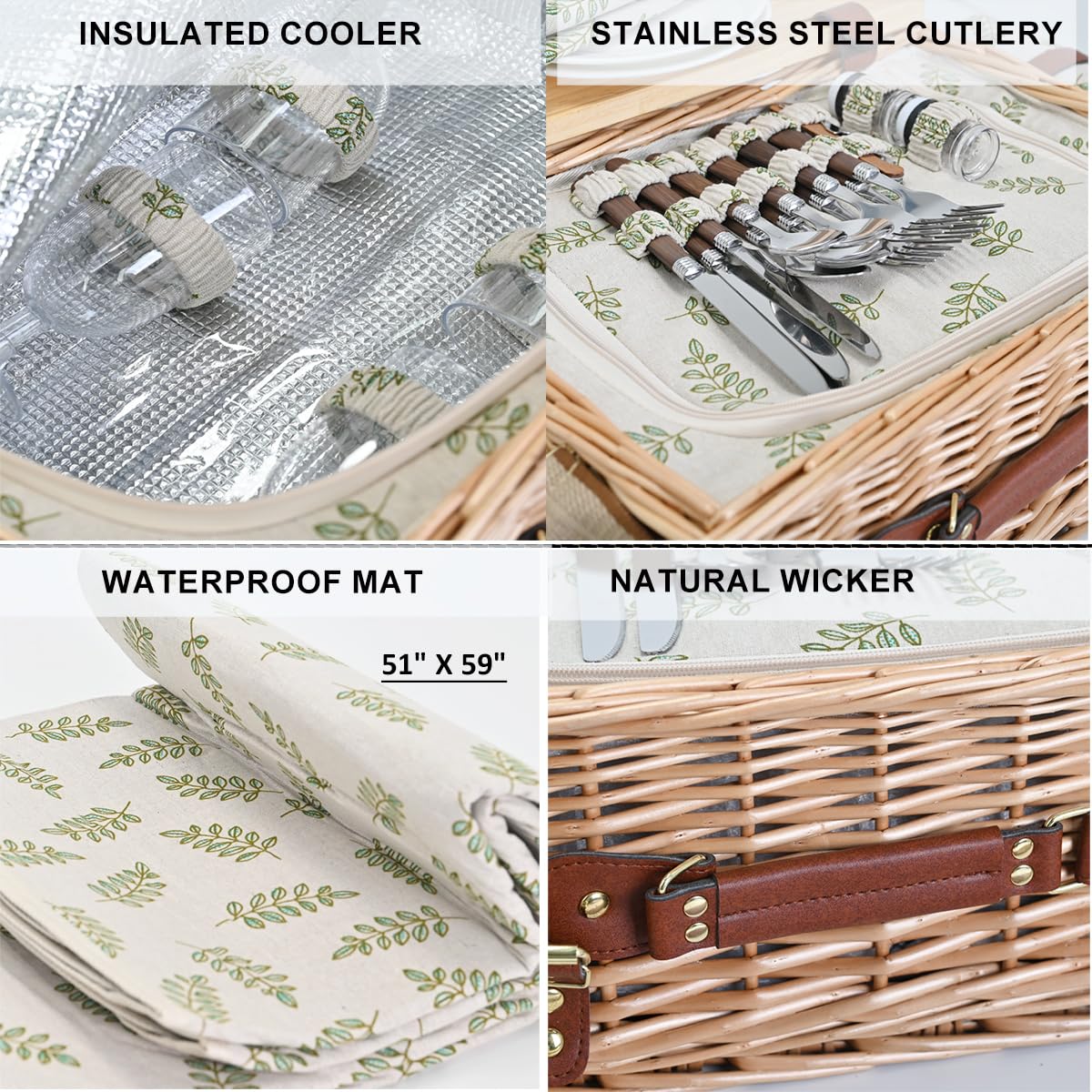 SatisInside Leaf picnic kit includes full tableware for four.