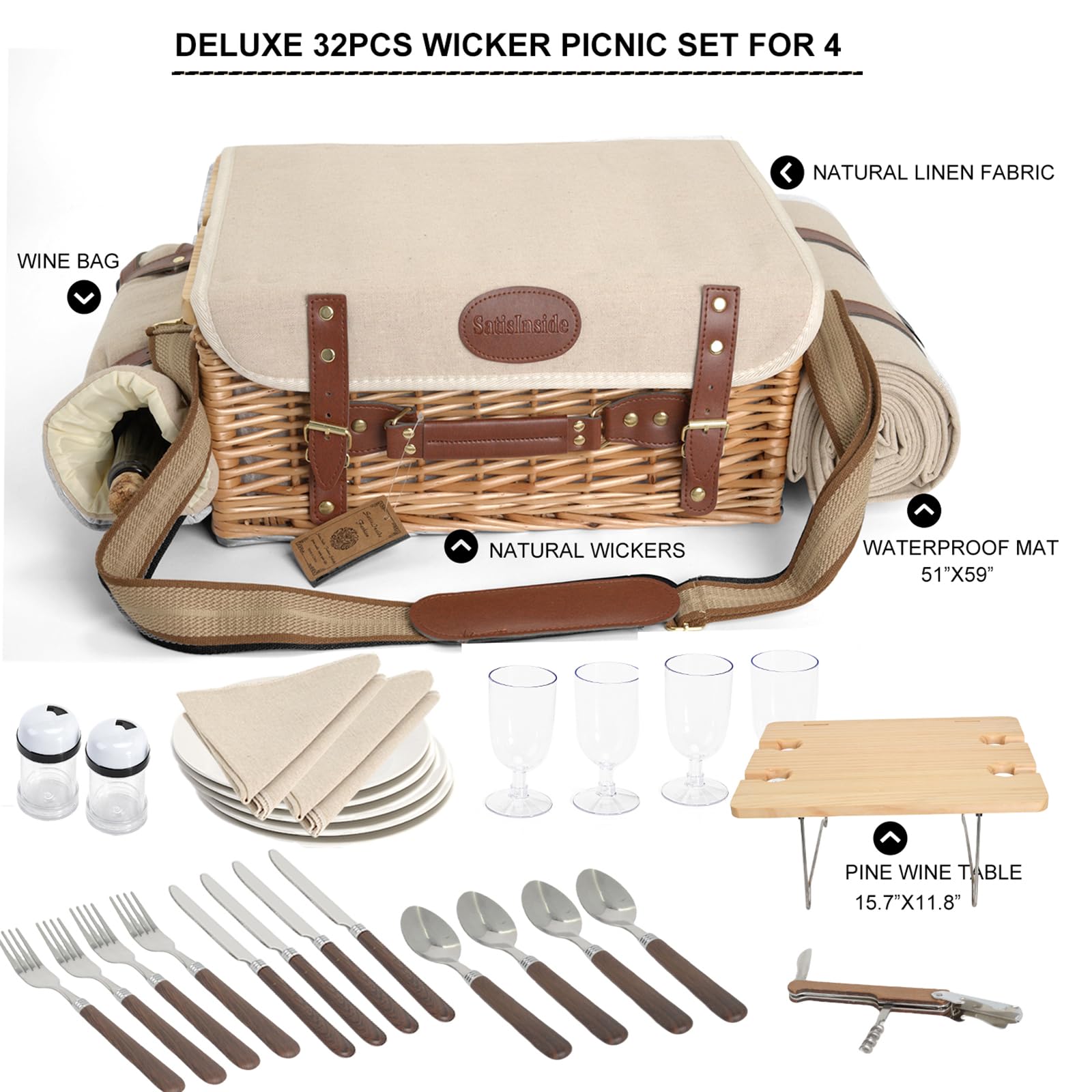 SatisInside leatherette handle adds easy, stylish carrying.