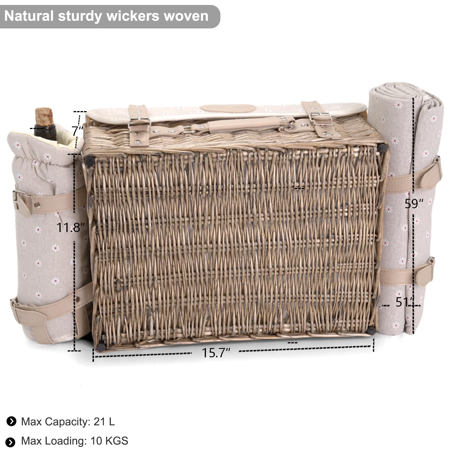 SatisInside leatherette handle and canvas strap enable comfortable carrying